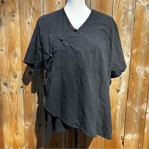 Sold Vintage Asian Style Linen/Cotton Black Women's Top